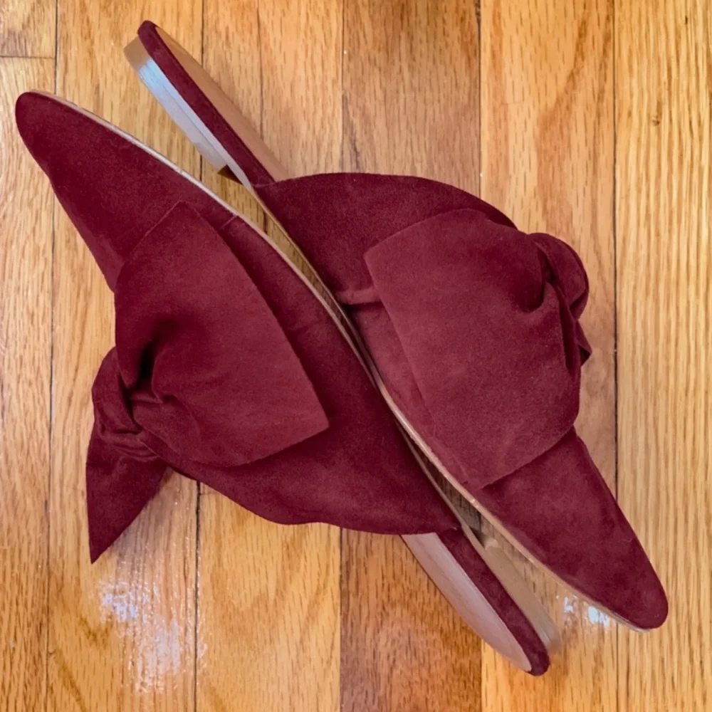 Madewell The Remi Bow Mule in Suede Pinot Noir Burgundy Slide Slip On 9 - Picture 4 of 8